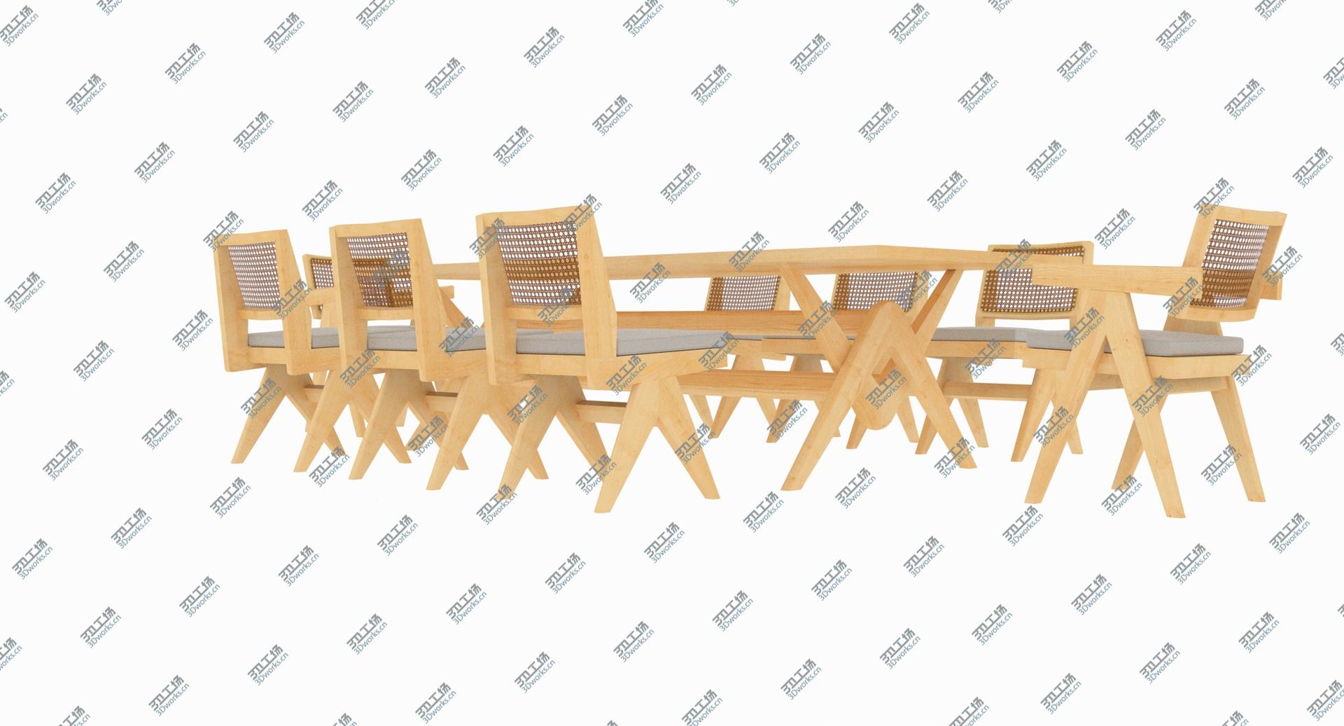 images/goods_img/202105073/Cassina Jeanneret Capitol Complex Table with Office Chair and Clear Chair with Cushions Set 3D model/2.jpg